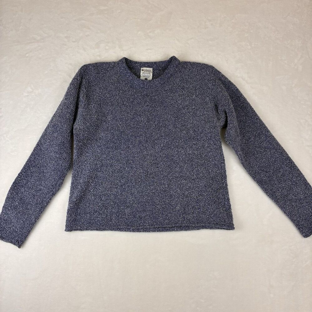 Columbia Textured Sweater Women's Small Marled Blue Pullover Warm Crew Neck VTG